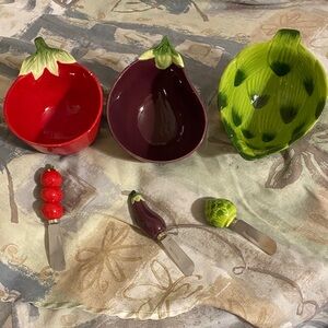 Colorful Ceramic Vegetable-Themed Serving Set